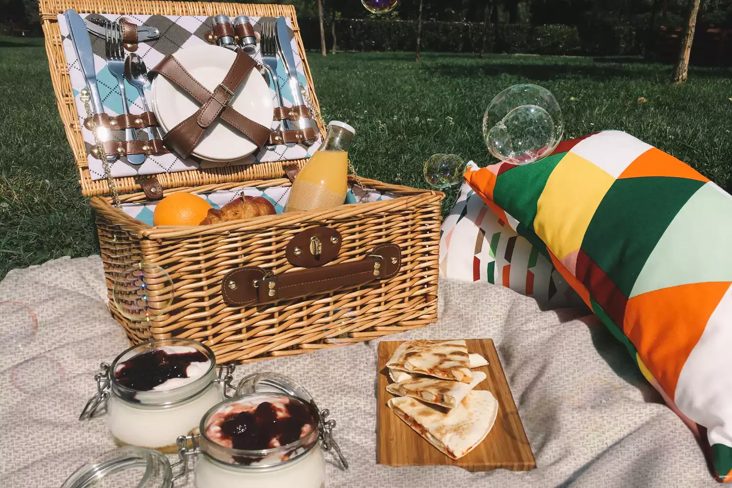beige picnic blanket